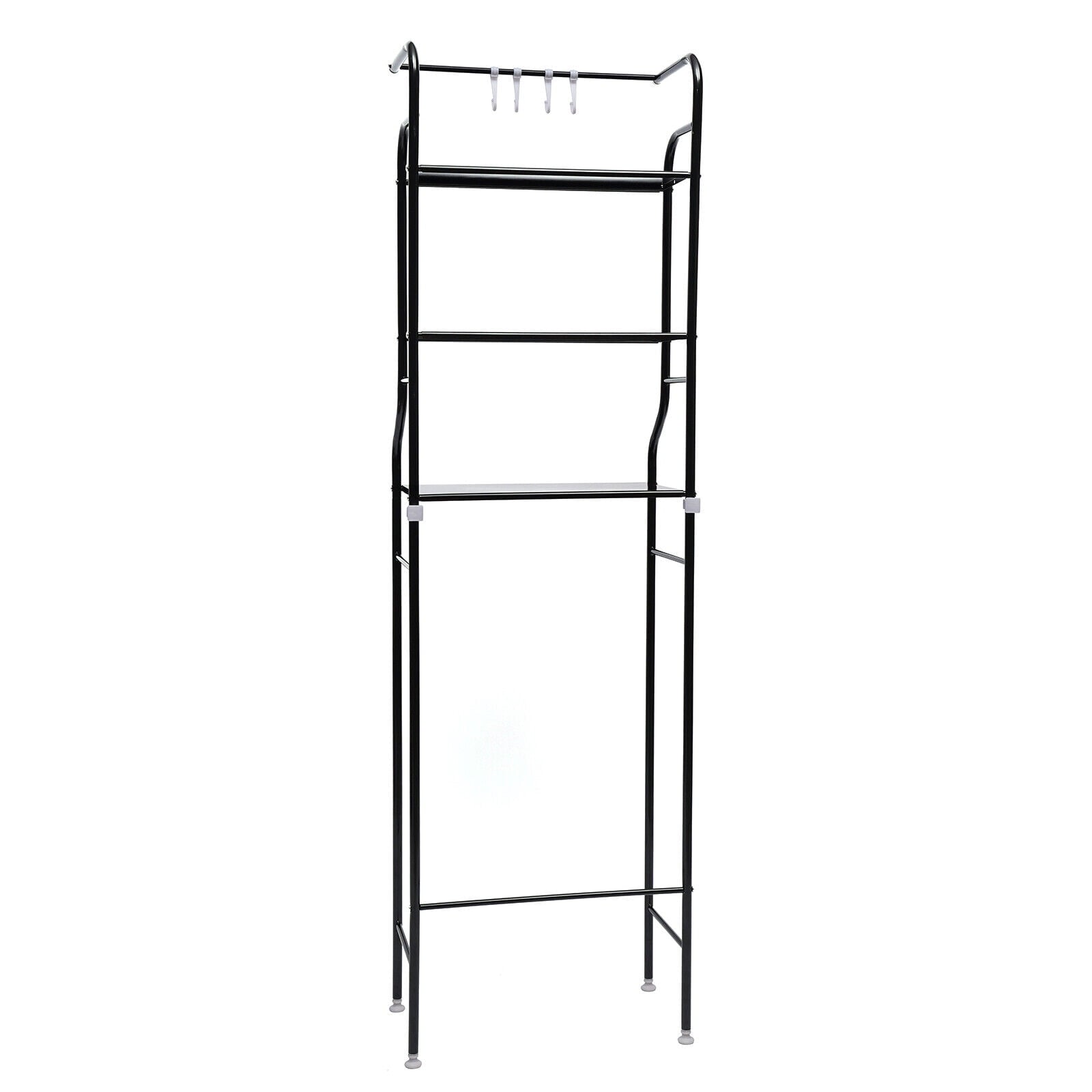 4-Tier Over The Toilet Storage Rack, Freestanding Bathroom Over Toilet Shelf Organizer Rack 63.2in Black