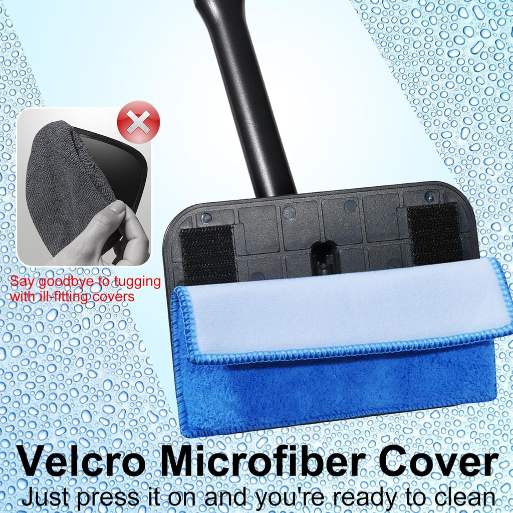 Windshield Cleaning Tool, Window Cleaning Wash Kit with 4  Microfiber Pads and 1  Bottle,Extendable Long Handle Glass Wiper Cleaning Kit for  Glass, , SUVs, RVs,