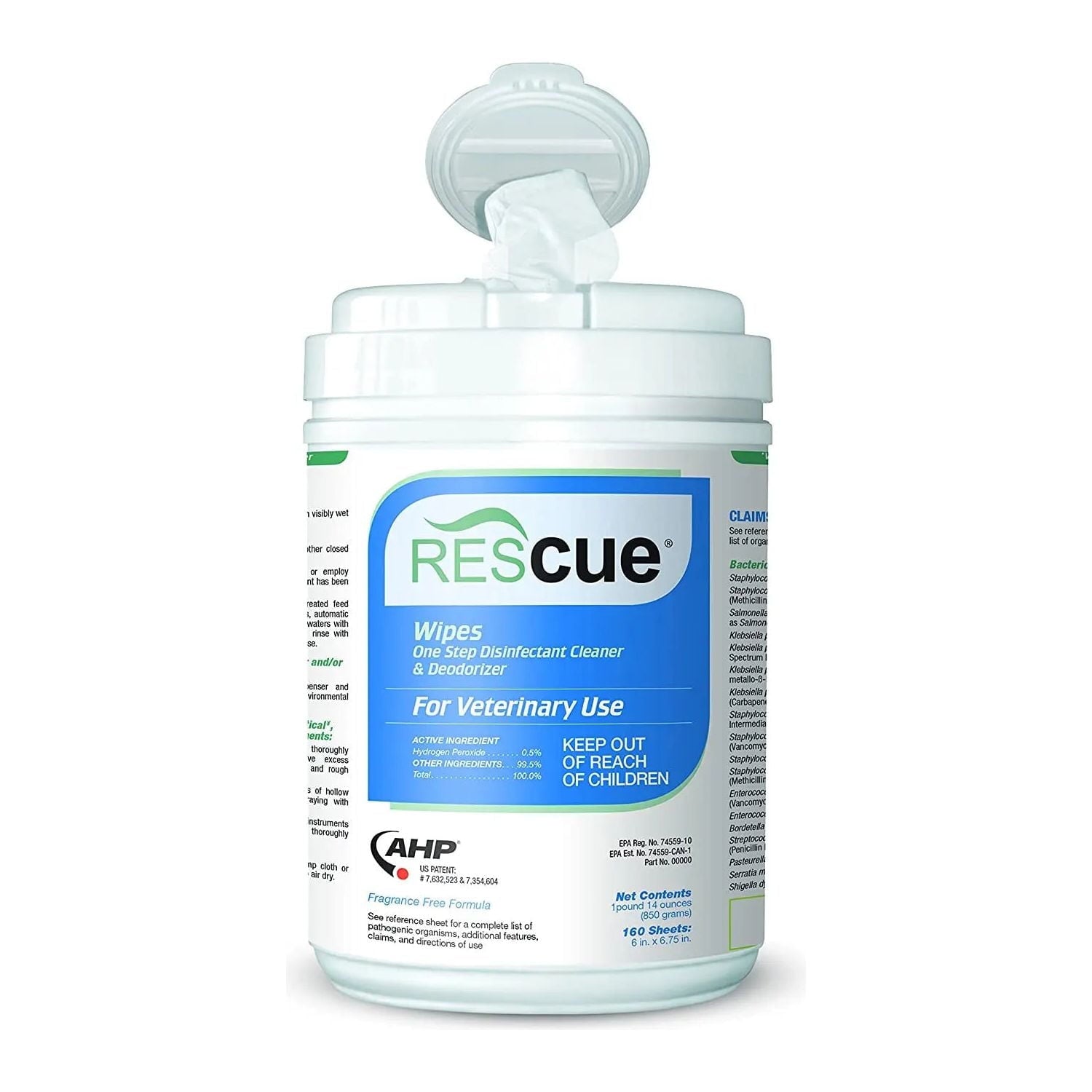 Rescue Disinfectant Wipes, 160 Count – One-Step Cleaner, Deodorizer &amp; Broad-Spectrum Pathogen Killer