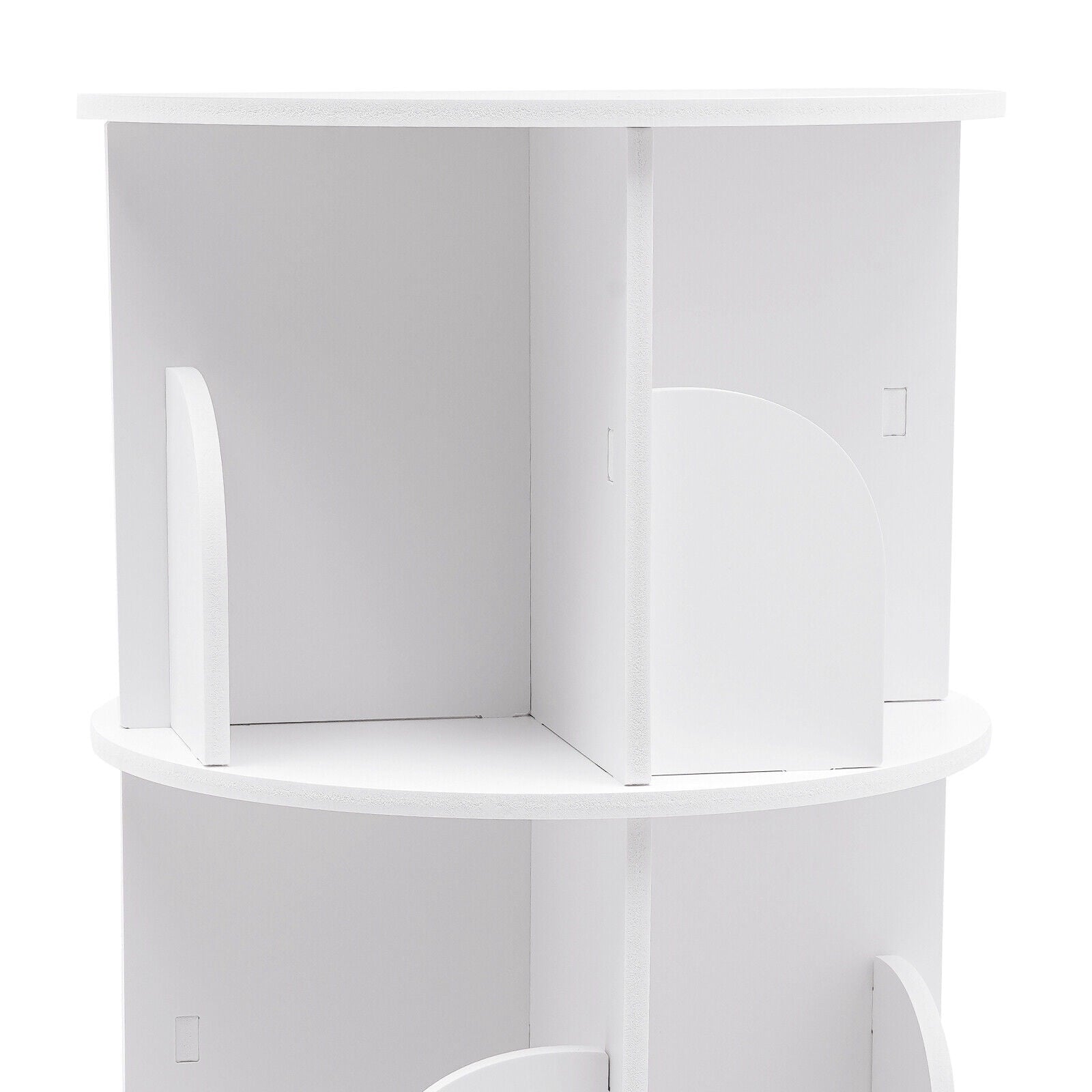 White 3 Tiers 360° Rotating Bookshelf Bookcase Display Rack Storing Shelving Shelf