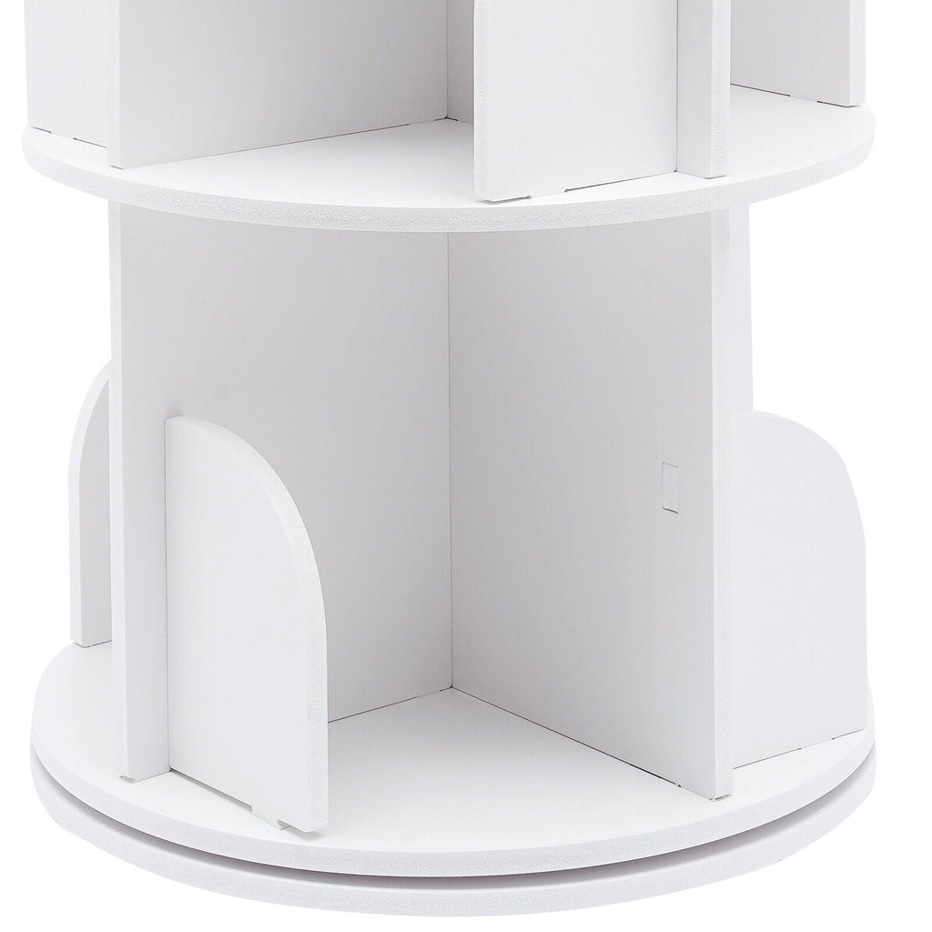 White 3 Tiers 360° Rotating Bookshelf Bookcase Display Rack Storing Shelving Shelf