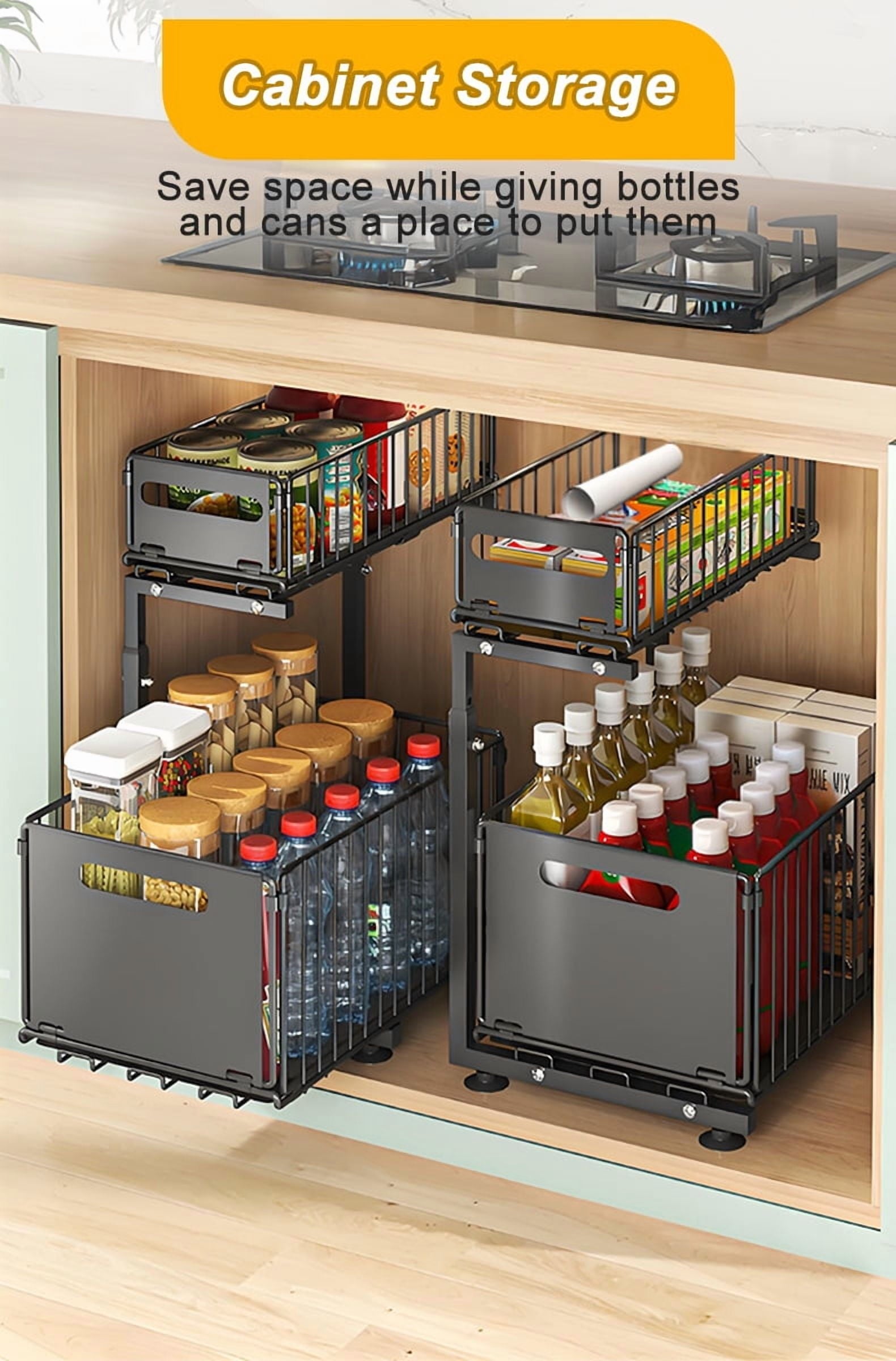 Under Sink Organizer and Storage, 2 Tier Pull Out Cabinet Organizer with Sliding Drawer , Slide Out Sink Shelf for Kitchen and Bathroom