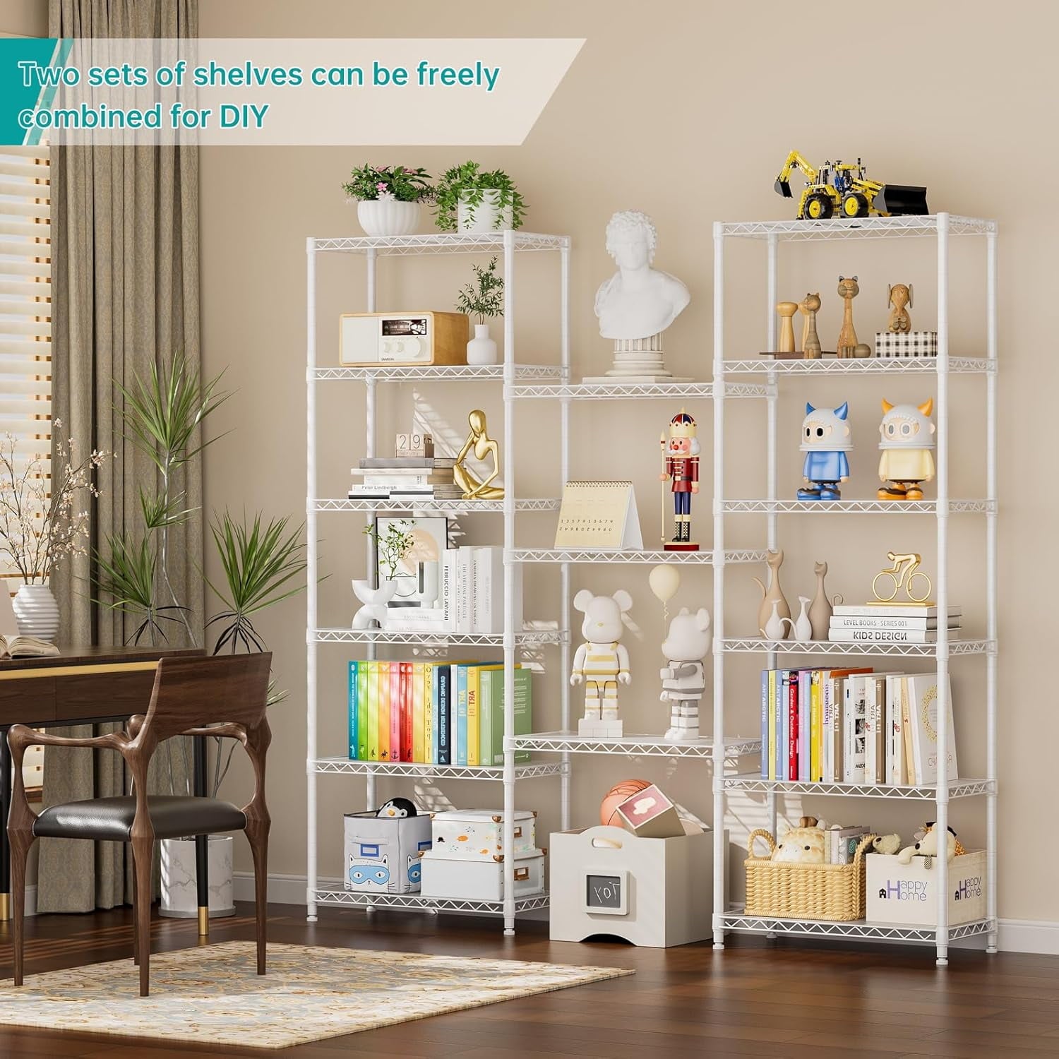 8 Tier Shelf Organizer Storage Metal Shelves Garage Wire Shelving Unit Pantry Rack Adjustable Standing Storage for Kitchen Closet Laundry Bathroom Pantry 12" D x 22" W x 74" H White