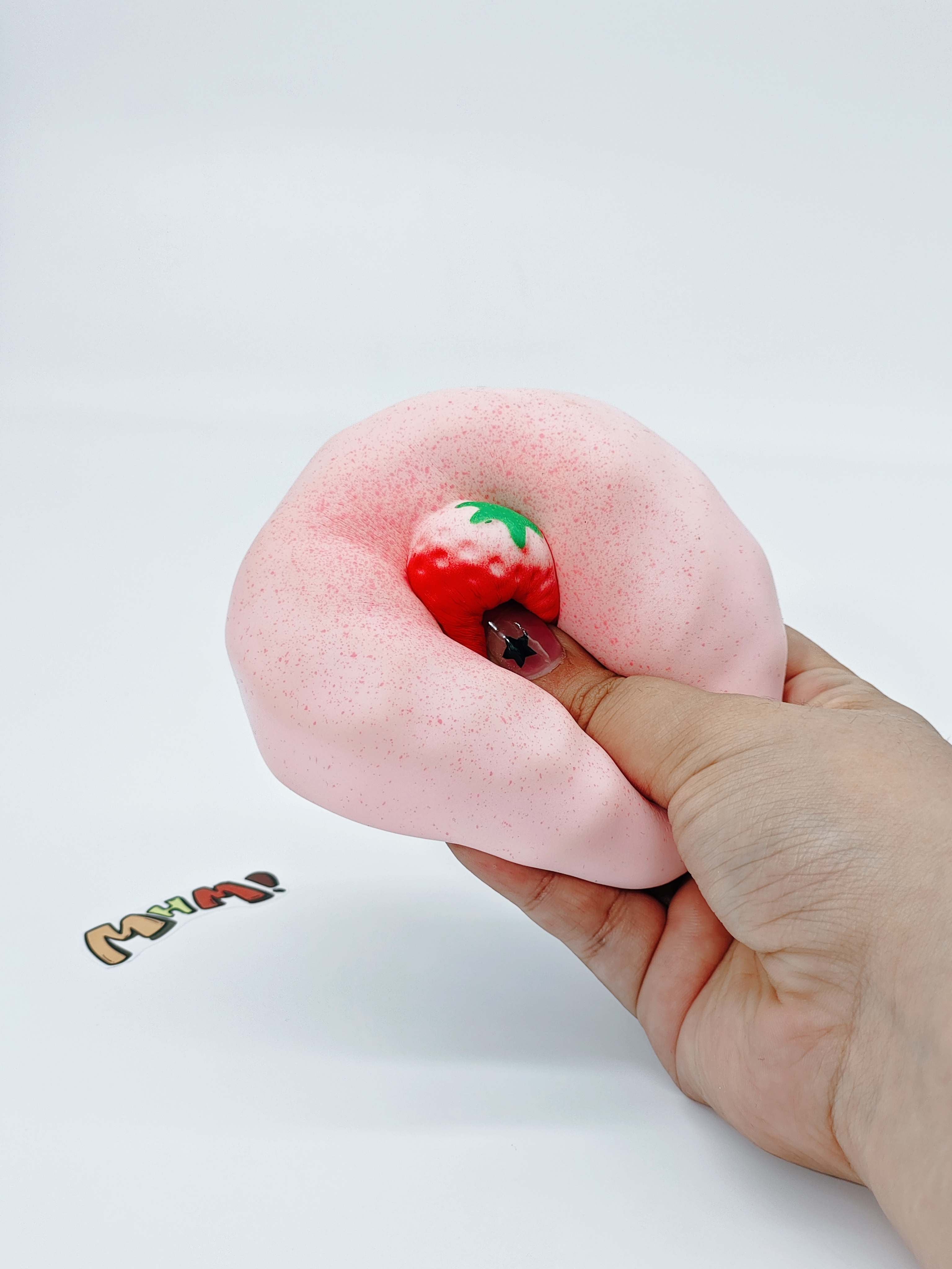 🍓 Pink Strawberry Soufflé Squishy | Dessert Themed Slow Rising Stress Relief Toy