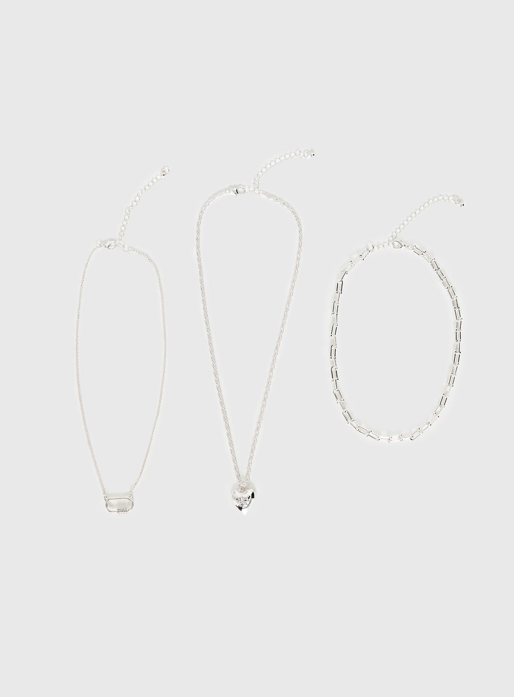 Double Date Layered Necklace Silver