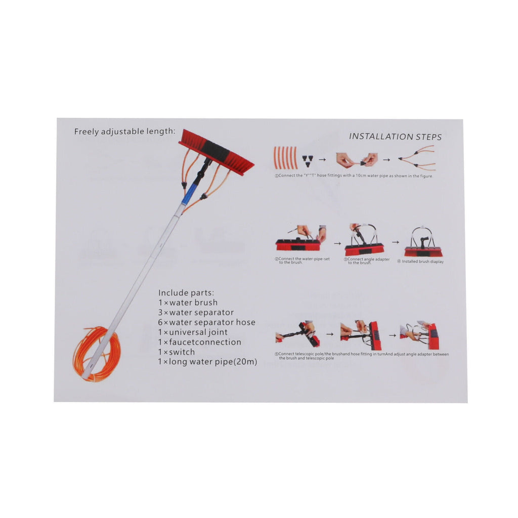 Cleaning Brush Kit for Solar Panel, Window Cleaning Equipment, Window Cleaning 180° for Cleaning House Roofs, Solar Photovoltaic Panels, High-Height Windows