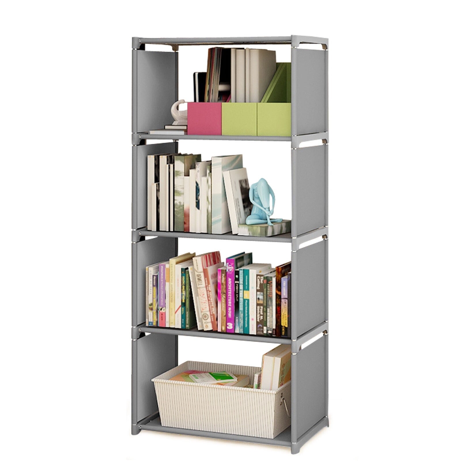 4 Cube Bookcase Corner Rack Storage Stand Shelving Organizer Display Bookshelf