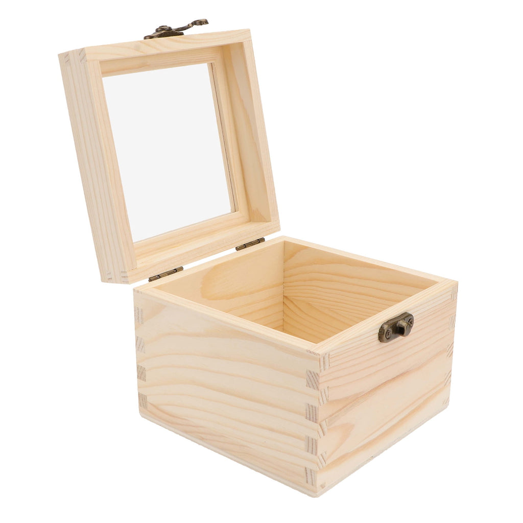 Wooden Gift Box Immortalized Flower Storage Box Box Storage Organizer with Acrylic Lid(12x12x10cm)