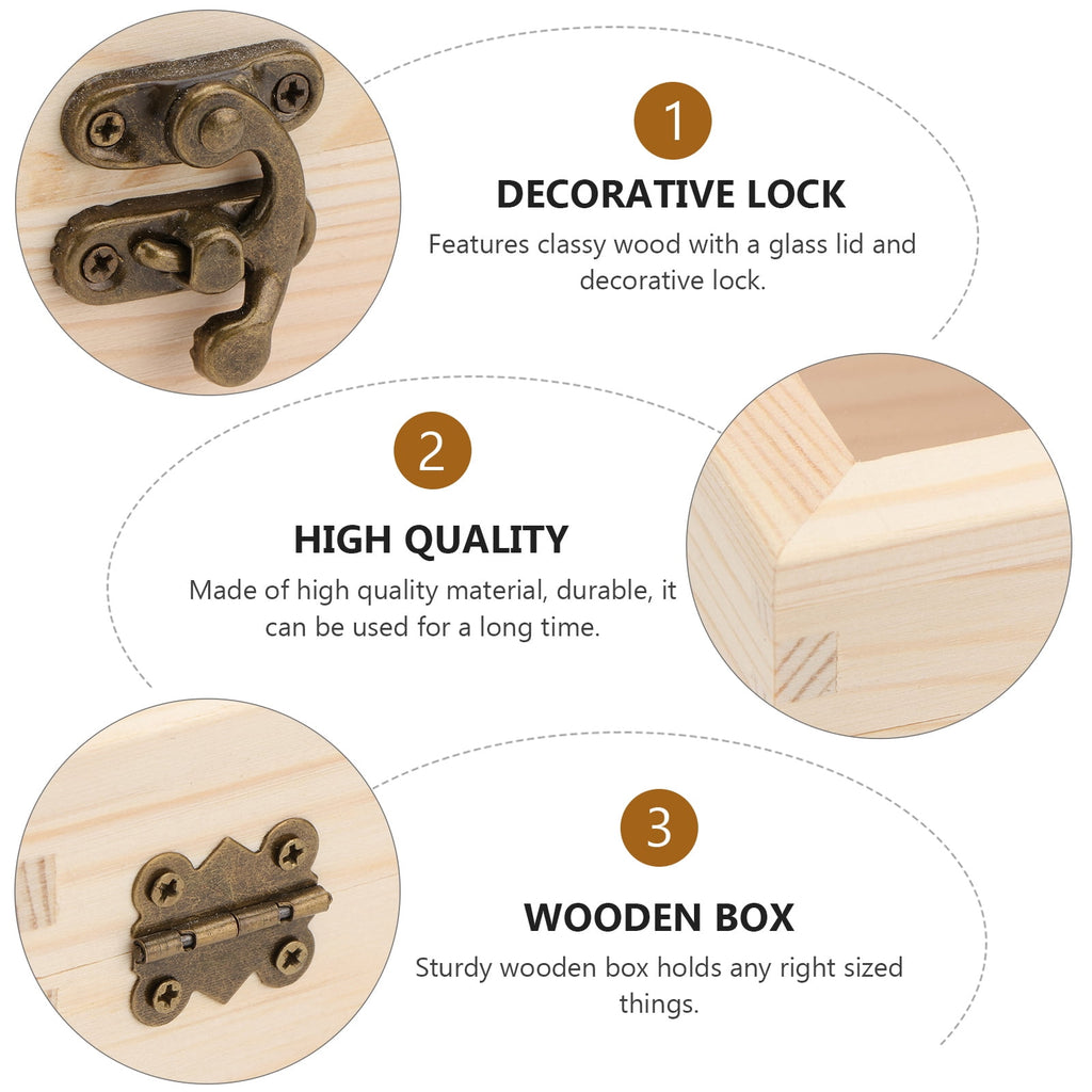 Wooden Gift Box Immortalized Flower Storage Box Box Storage Organizer with Acrylic Lid(12x12x10cm)