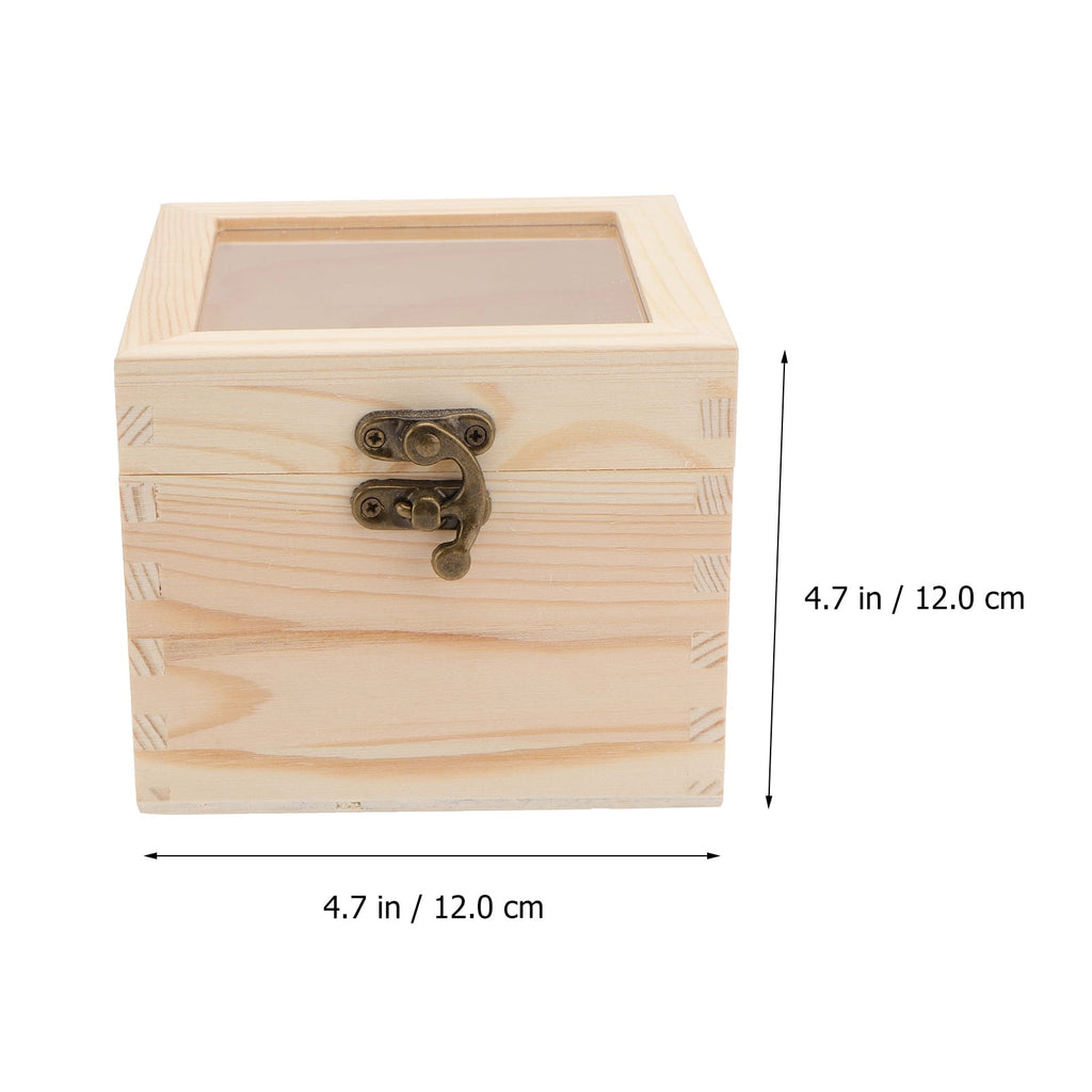 Wooden Gift Box Immortalized Flower Storage Box Box Storage Organizer with Acrylic Lid(12x12x10cm)