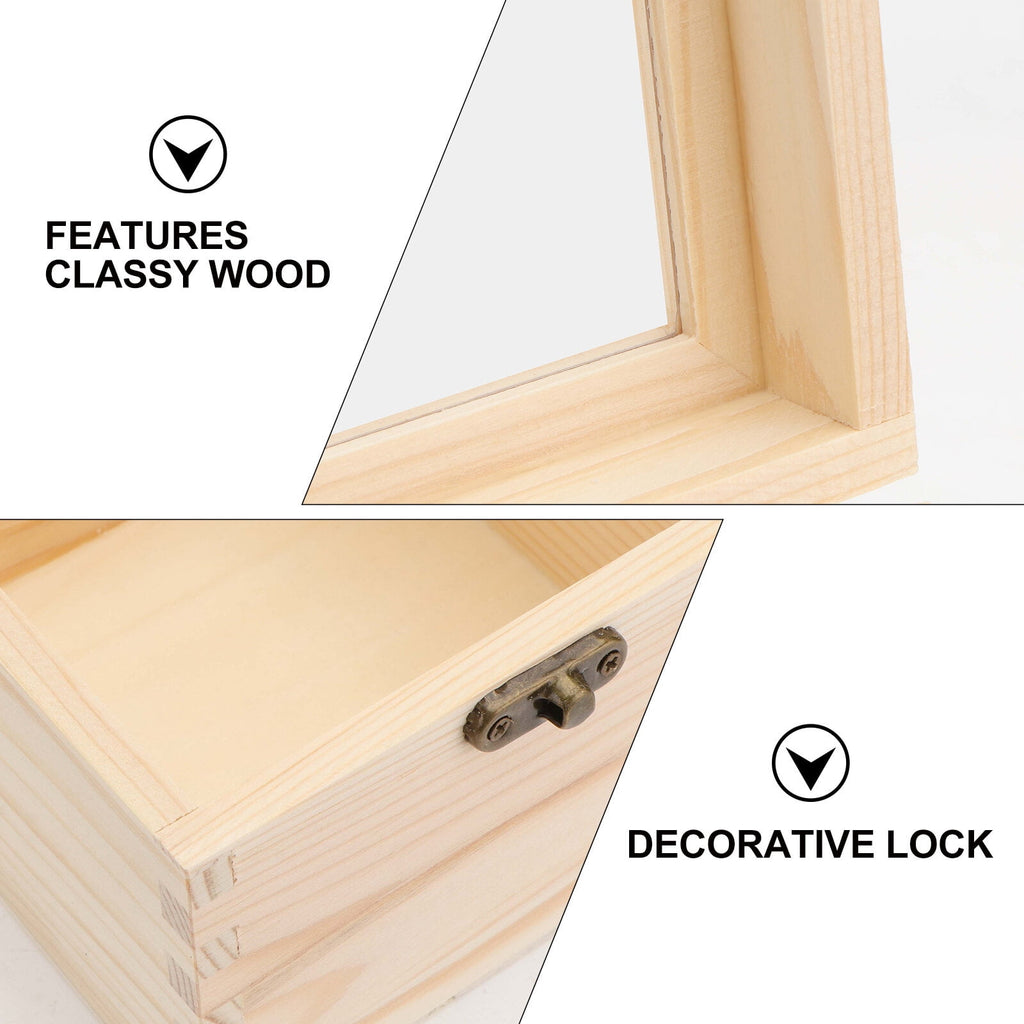 Wooden Gift Box Immortalized Flower Storage Box Box Storage Organizer with Acrylic Lid(12x12x10cm)