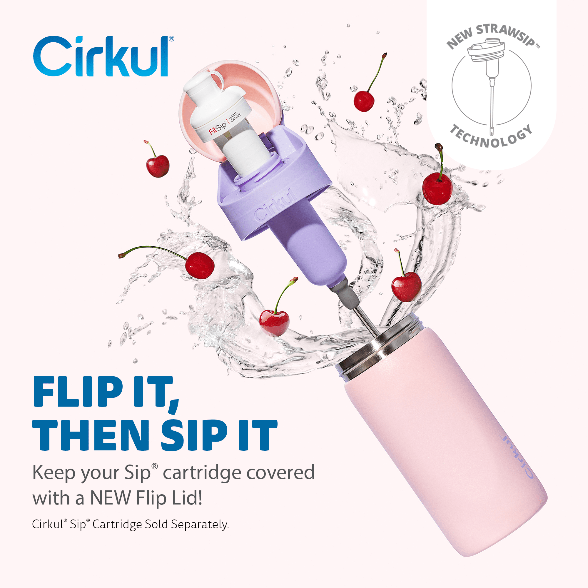 16oz StrawSip Flip Bottle, Blossom (Pink)