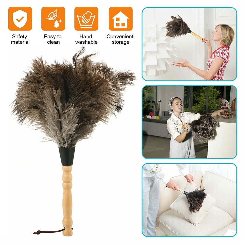 2PCS Home 13" Faux Ostrich Feather Duster Durable Dust Collecting Cleaning Tool
