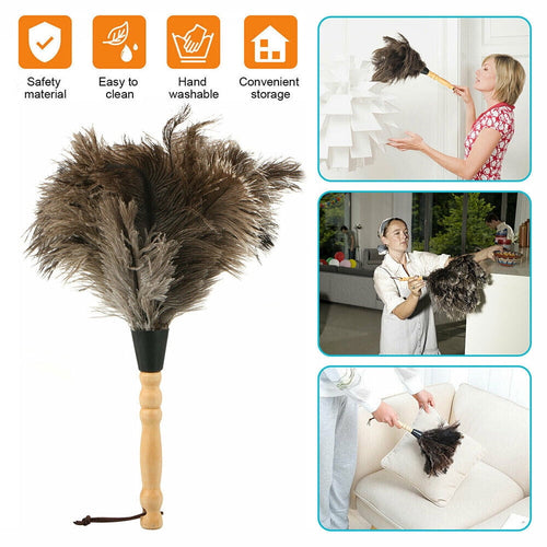 2PCS Home 13" Faux Ostrich Feather Duster Durable Dust Collecting Cleaning Tool
