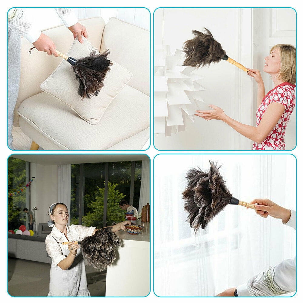 2PCS Home 13" Faux Ostrich Feather Duster Durable Dust Collecting Cleaning Tool