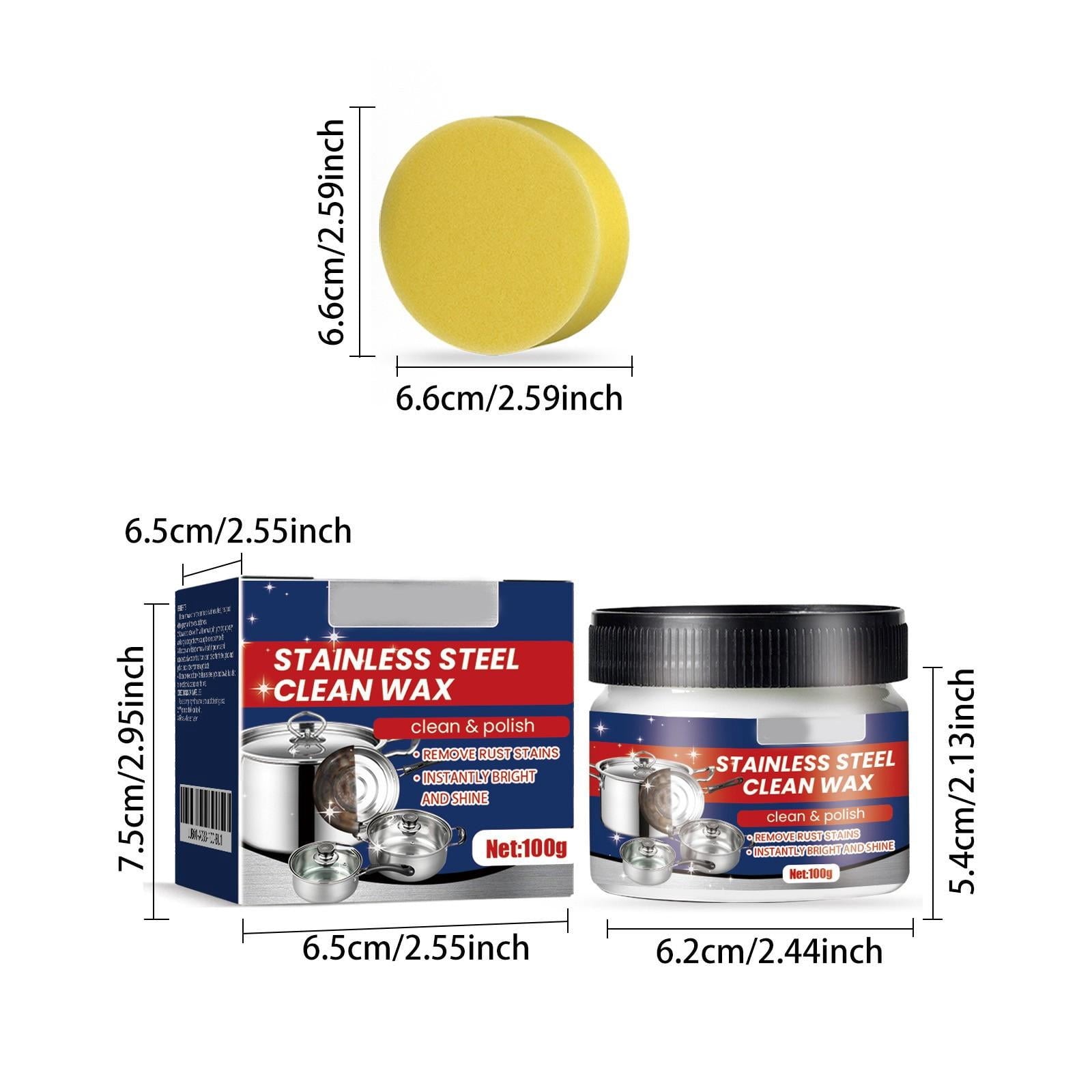 Rust-Eliminating Stainless Steel Cleaning Paste with Cleaning Sponge, Rust Remover for Metal and Wax and Grease Remover, for Stainless Steel Colander, Stainless Steel Strainer,