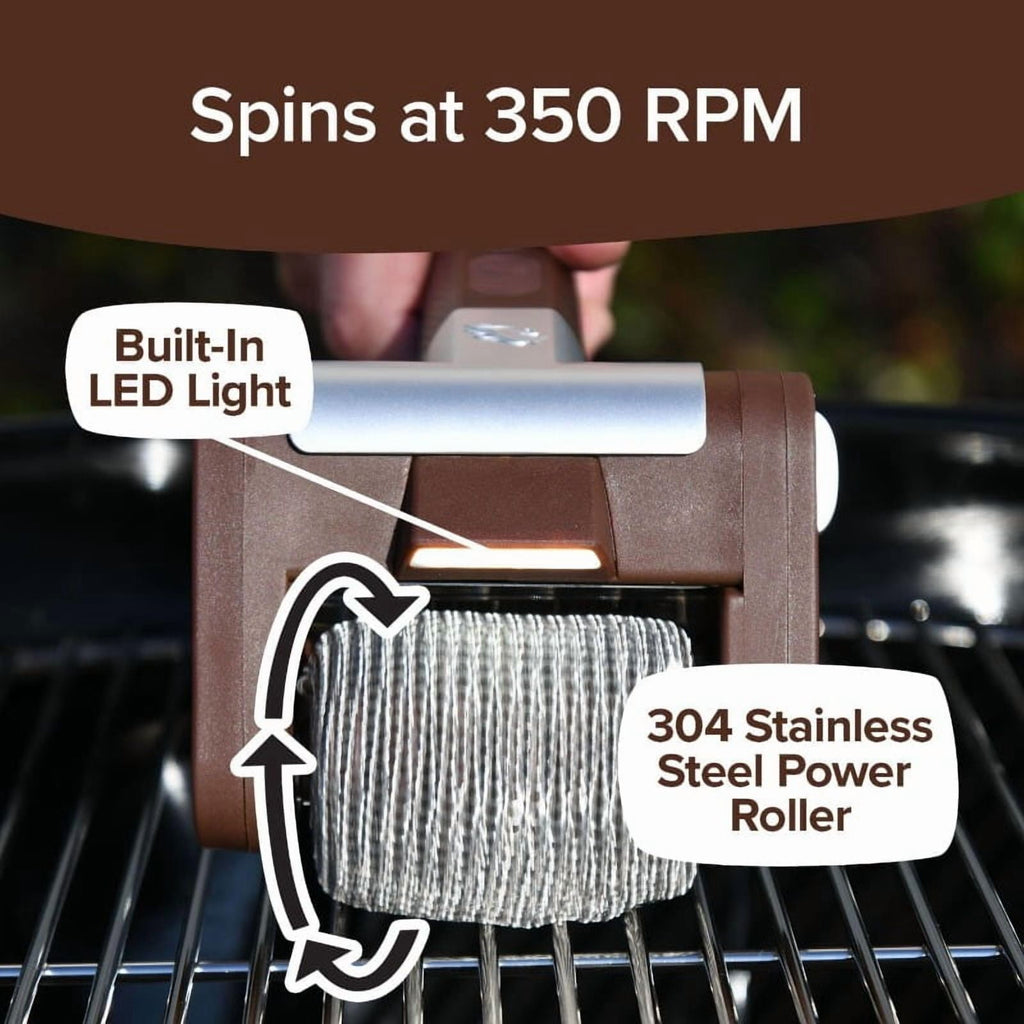 HorsePower Giddy Up Grill Cleaner AS-SEEN-ON-TV! – Cordless, Rechargeable BBQ Tool with 350 RPM Stainless Roller