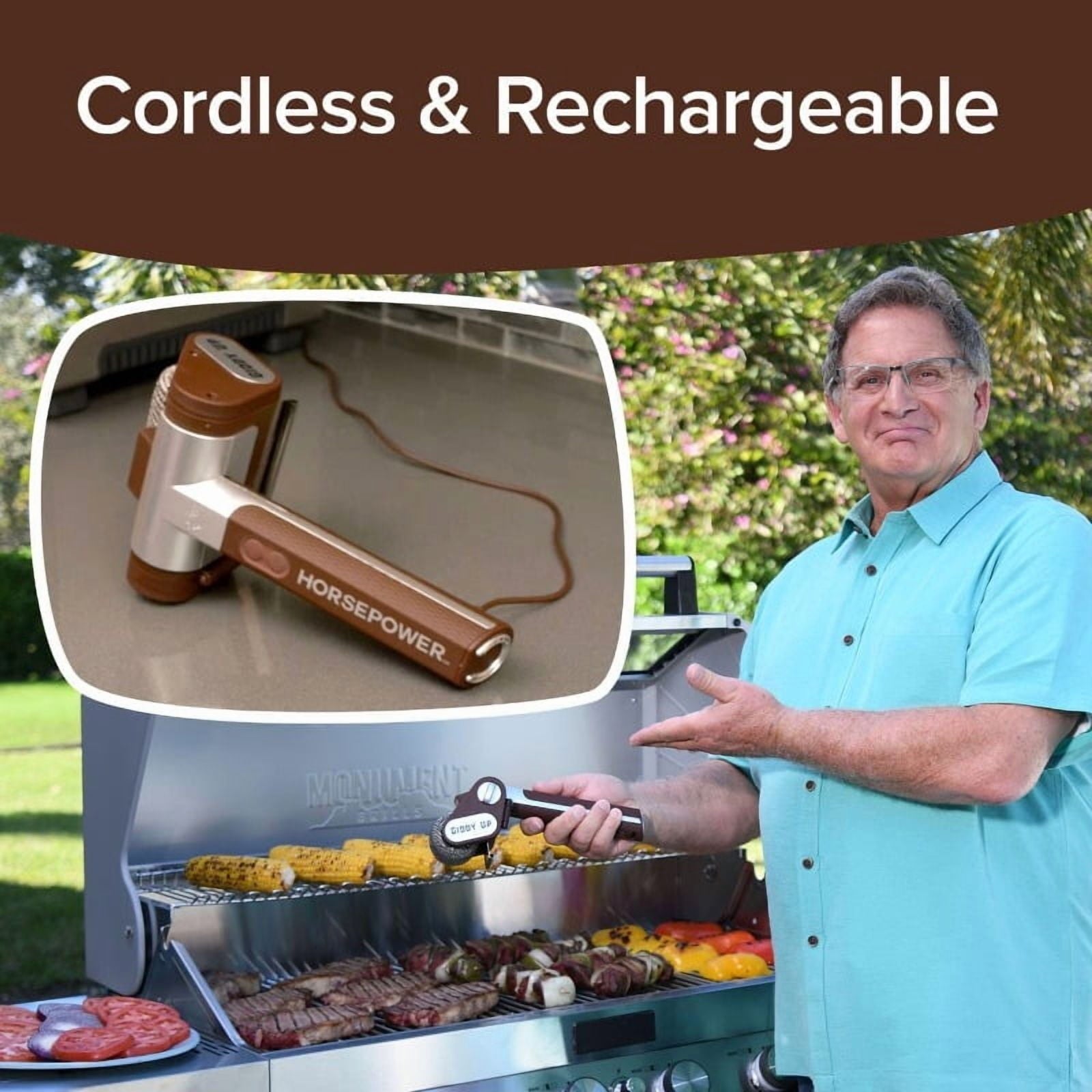 HorsePower Giddy Up Grill Cleaner AS-SEEN-ON-TV! – Cordless, Rechargeable BBQ Tool with 350 RPM Stainless Roller