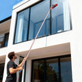 Long Reach Solar Panel Cleaning Brush Kit Red Silver for High-altitude Windows,Greenhouses
