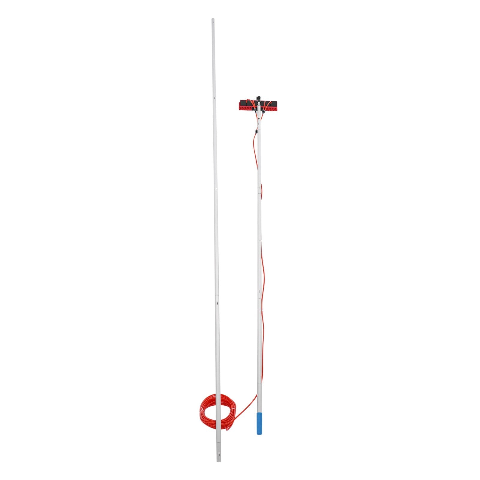 Long Reach Solar Panel Cleaning Brush Kit Red Silver for High-altitude Windows,Greenhouses