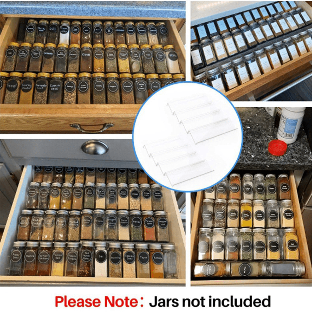 8pcs Clear Acrylic Spice Drawer Organizer,Seasoning Jars Drawers Insert,Kitchen Spice Rack Tray for Acrylic