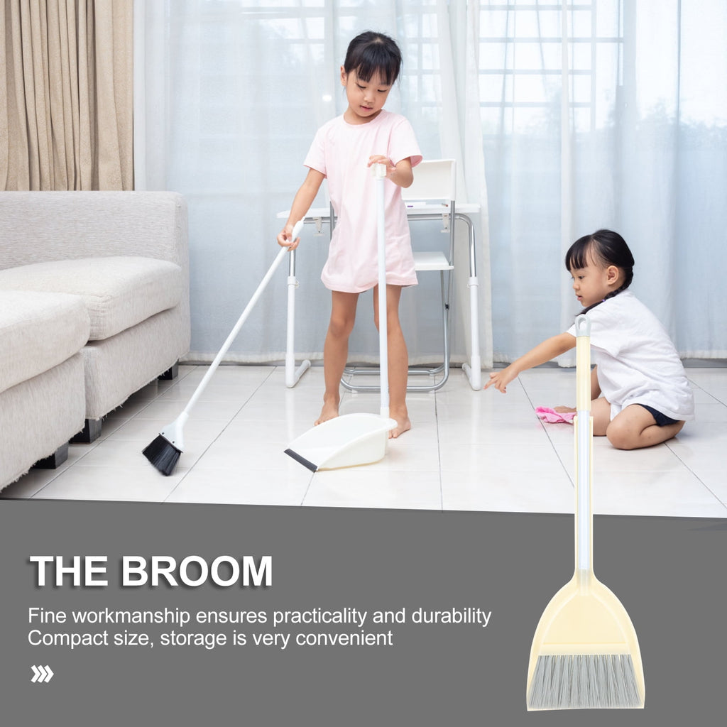 1 Set Kids Broom and Small Dustpan for Pretend Play Housekeeping Helper Plastic