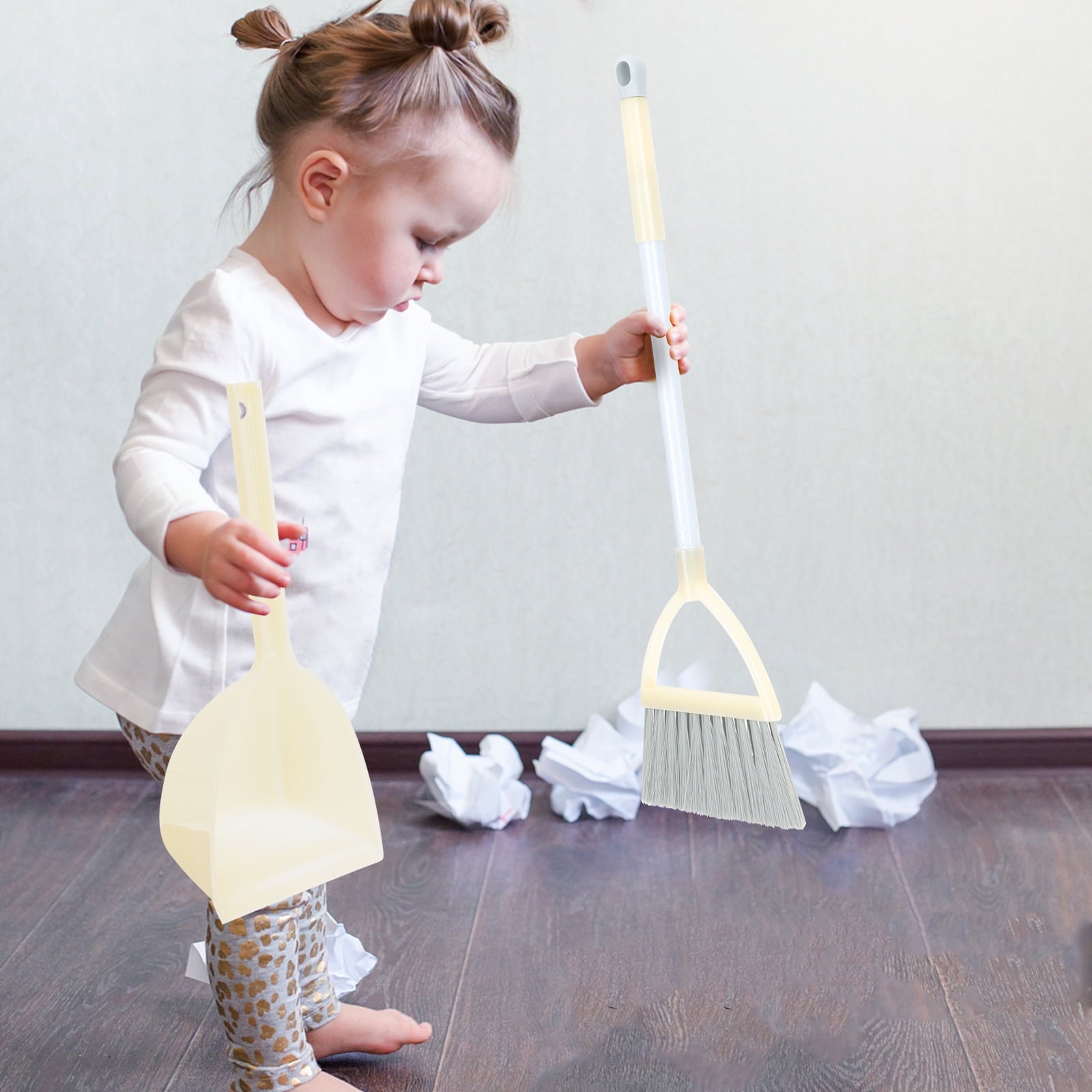 1 Set Kids Broom and Small Dustpan for Pretend Play Housekeeping Helper Plastic