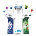 32oz. BPA-Free Plastic Water Bottle Starter Kit with Navy Lid, 2 Flavor Cartridges (1  Blueberry Grape, 1  Kiwi Berry) No Sugar, Zero Calorie Drink Mix