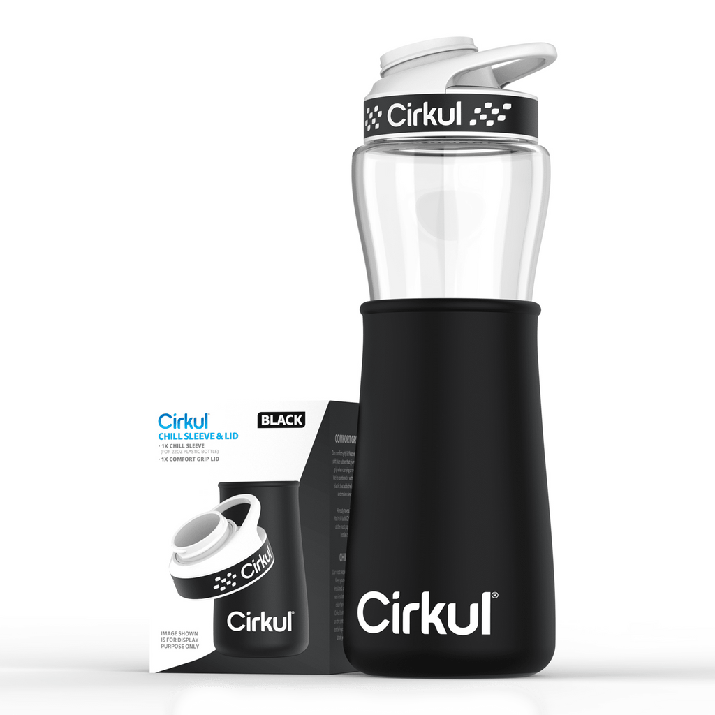 Chill Sleeve &amp; Comfort-Grip Lid for 22oz Bottle, Black