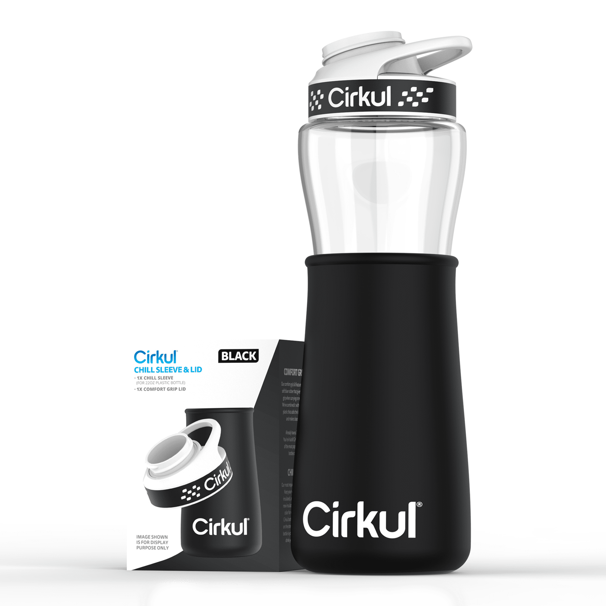Chill Sleeve &amp; Comfort-Grip Lid for 22oz Bottle, Black