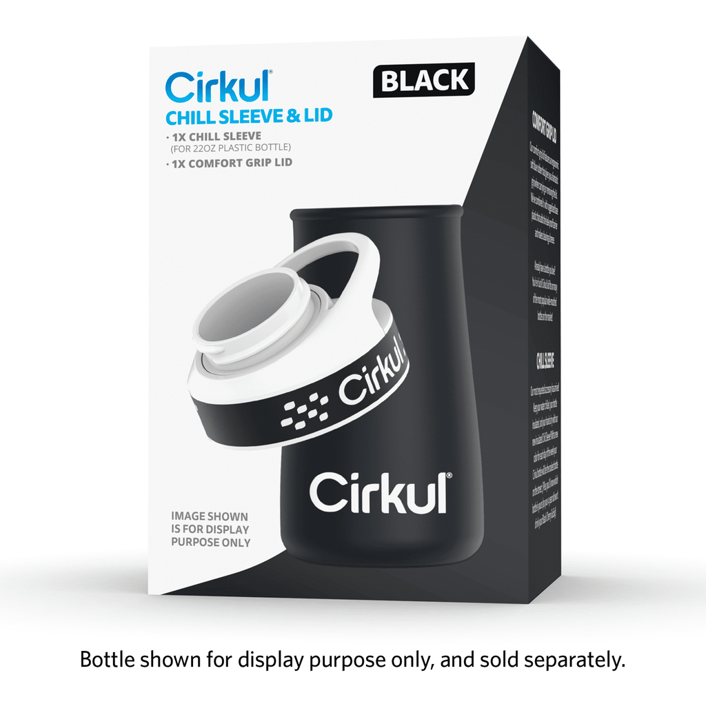 Chill Sleeve &amp; Comfort-Grip Lid for 22oz Bottle, Black