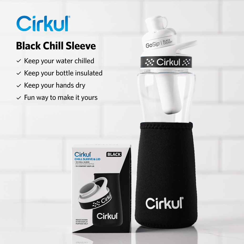 Chill Sleeve &amp; Comfort-Grip Lid for 22oz Bottle, Black