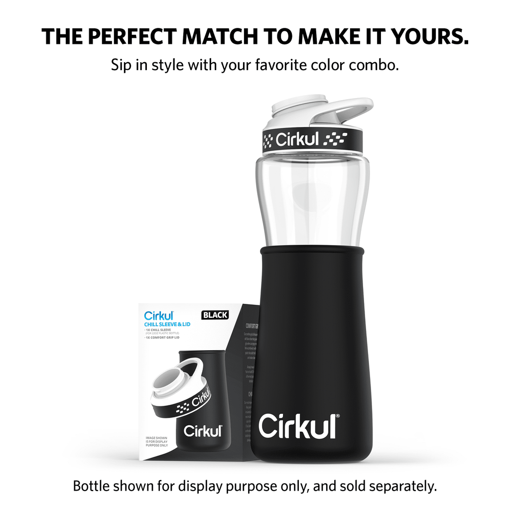 Chill Sleeve &amp; Comfort-Grip Lid for 22oz Bottle, Black