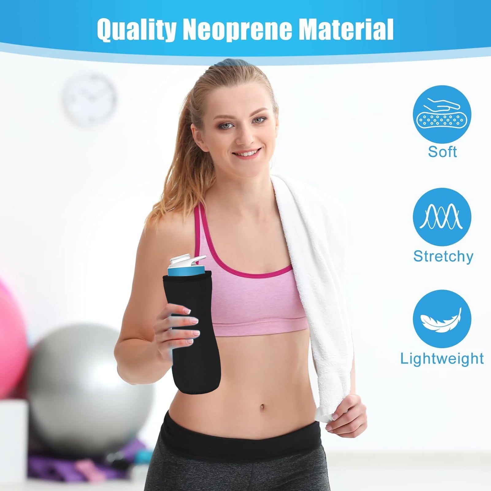 Water Bottle Sleeve Insulated Cover for  22oz Plastic Stainless Steel Bottles  Carrier Car Cup Sleeve