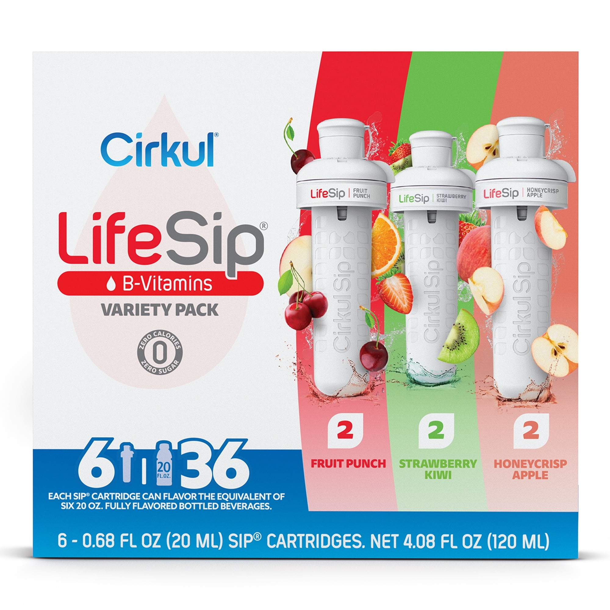 40oz All-Day StrawSip, Carbon Black &amp;   Flavor Cartridge Variety Pack, Drink Mix, 6-Pack