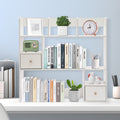 9 Compartments Desktop Bookshelf, White Home Office Desk Storage Organizer
