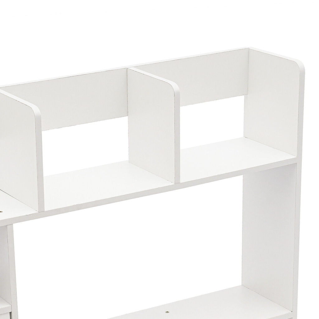 9 Compartments Desktop Bookshelf, White Home Office Desk Storage Organizer