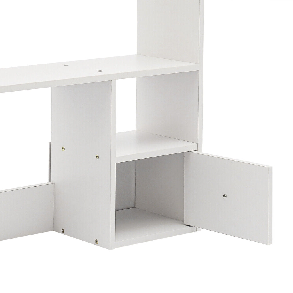 9 Compartments Desktop Bookshelf, White Home Office Desk Storage Organizer