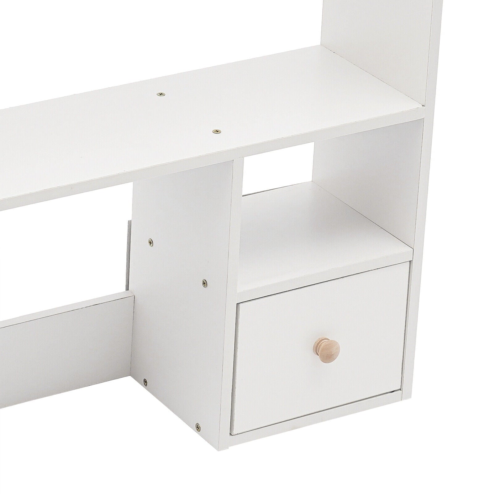9 Compartments Desktop Bookshelf, White Home Office Desk Storage Organizer