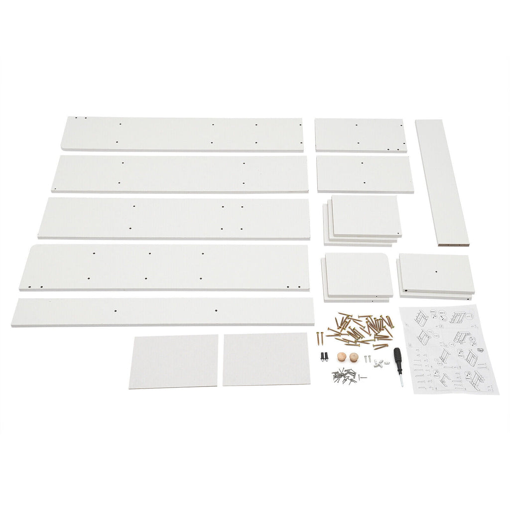 9 Compartments Desktop Bookshelf, White Home Office Desk Storage Organizer