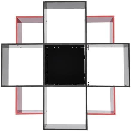 Bookcase Wall Mounted Book Shelf Modern 3-Tier Floating Shelf Bookcase with 9 Compartments, Floating Cube Shelves, for Study, Office, Kitchen, Bedroom, and Living Room (Red&amp;Black)