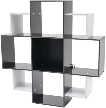Bookcase Wall Mounted Book Shelf Modern 3-Tier Floating Shelf Bookcase with 9 Compartments, Floating Cube Shelves, for Study, Office, Kitchen, Bedroom, and Living Room (Red&amp;Black)