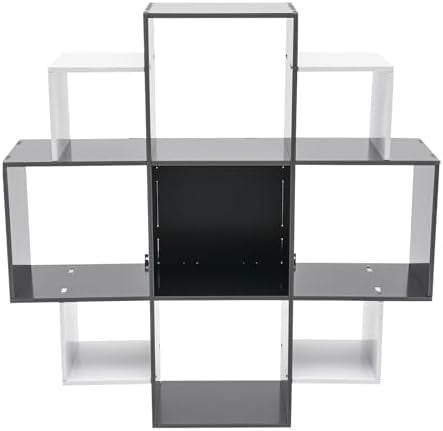 Bookcase Wall Mounted Book Shelf Modern 3-Tier Floating Shelf Bookcase with 9 Compartments, Floating Cube Shelves, for Study, Office, Kitchen, Bedroom, and Living Room (Red&amp;Black)