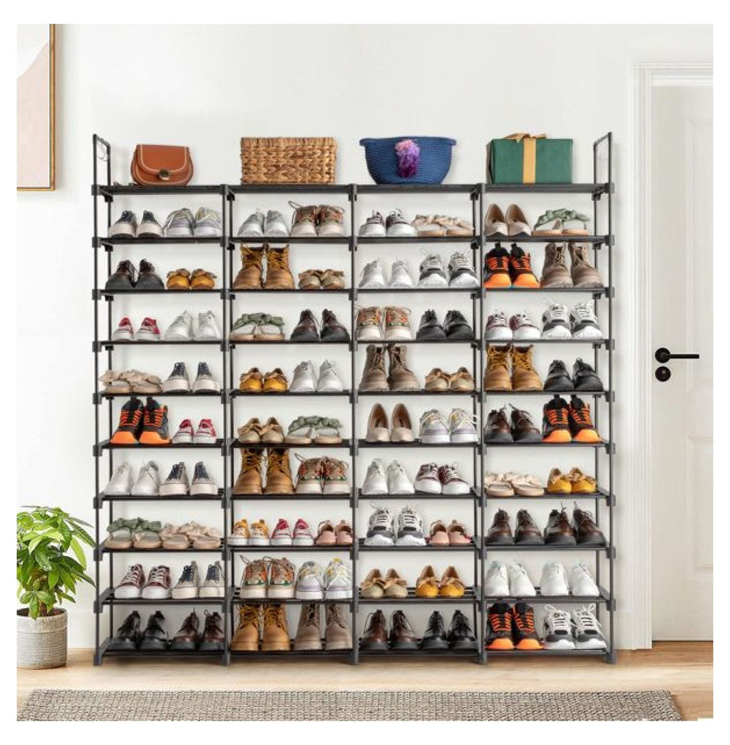 Shoe Rack 10 Tier - 80 Pair Shoe Organizer for Entryway, Stackable Shoe Cabinet, Space Saving Shoe Shelf for Men &amp; Women, Durable Metal &amp; Plastic Construction