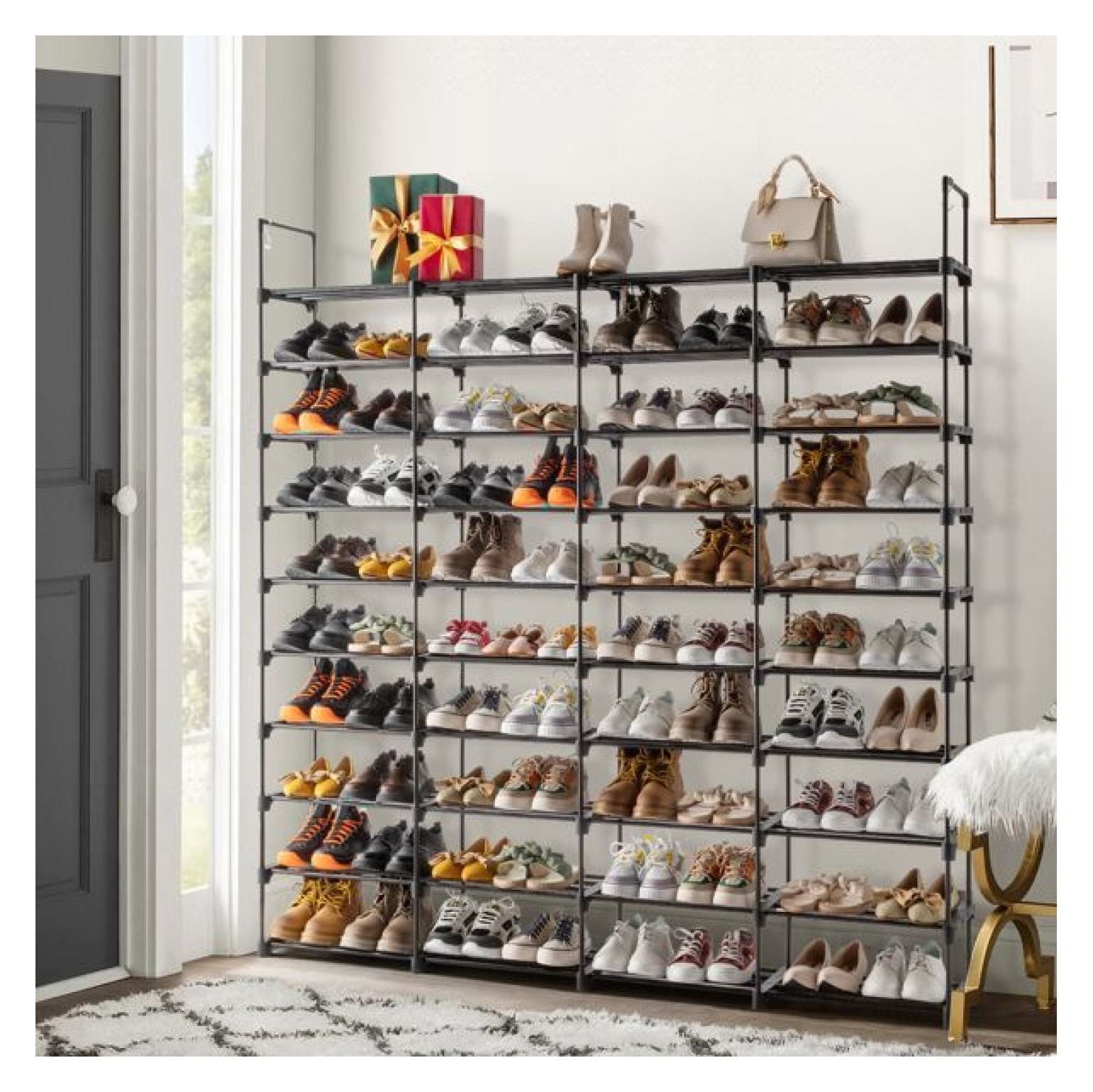 Shoe Rack 10 Tier - 80 Pair Shoe Organizer for Entryway, Stackable Shoe Cabinet, Space Saving Shoe Shelf for Men &amp; Women, Durable Metal &amp; Plastic Construction