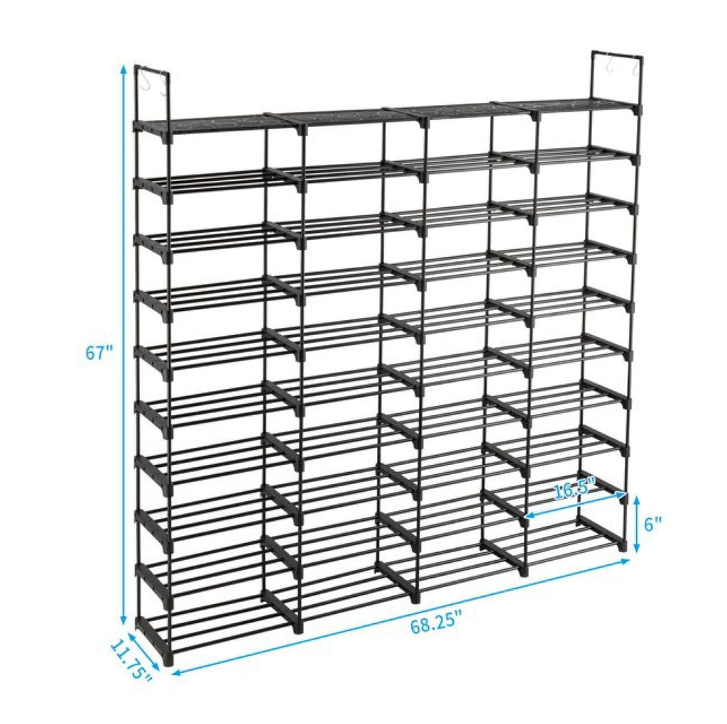 Shoe Rack 10 Tier - 80 Pair Shoe Organizer for Entryway, Stackable Shoe Cabinet, Space Saving Shoe Shelf for Men &amp; Women, Durable Metal &amp; Plastic Construction