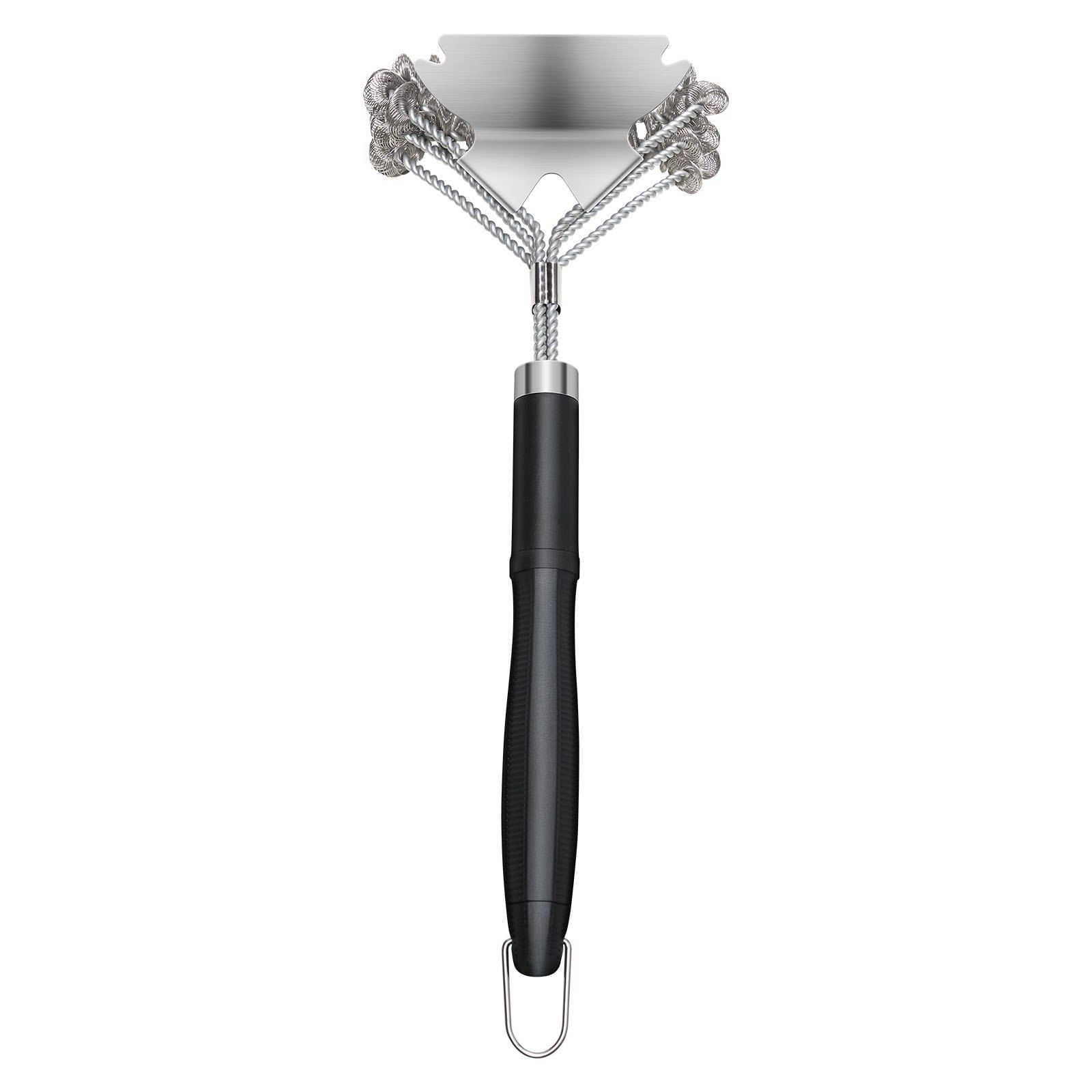 Stainless Steel BBQ Grill Brush &amp; Scraper - 17" Bristle-Free Grill Cleaner - Heavy Duty Grill Cleaning Tool for Gas, Charcoal &amp; Pellet Grills - Safe, Non-Scratch Surface Cleaning