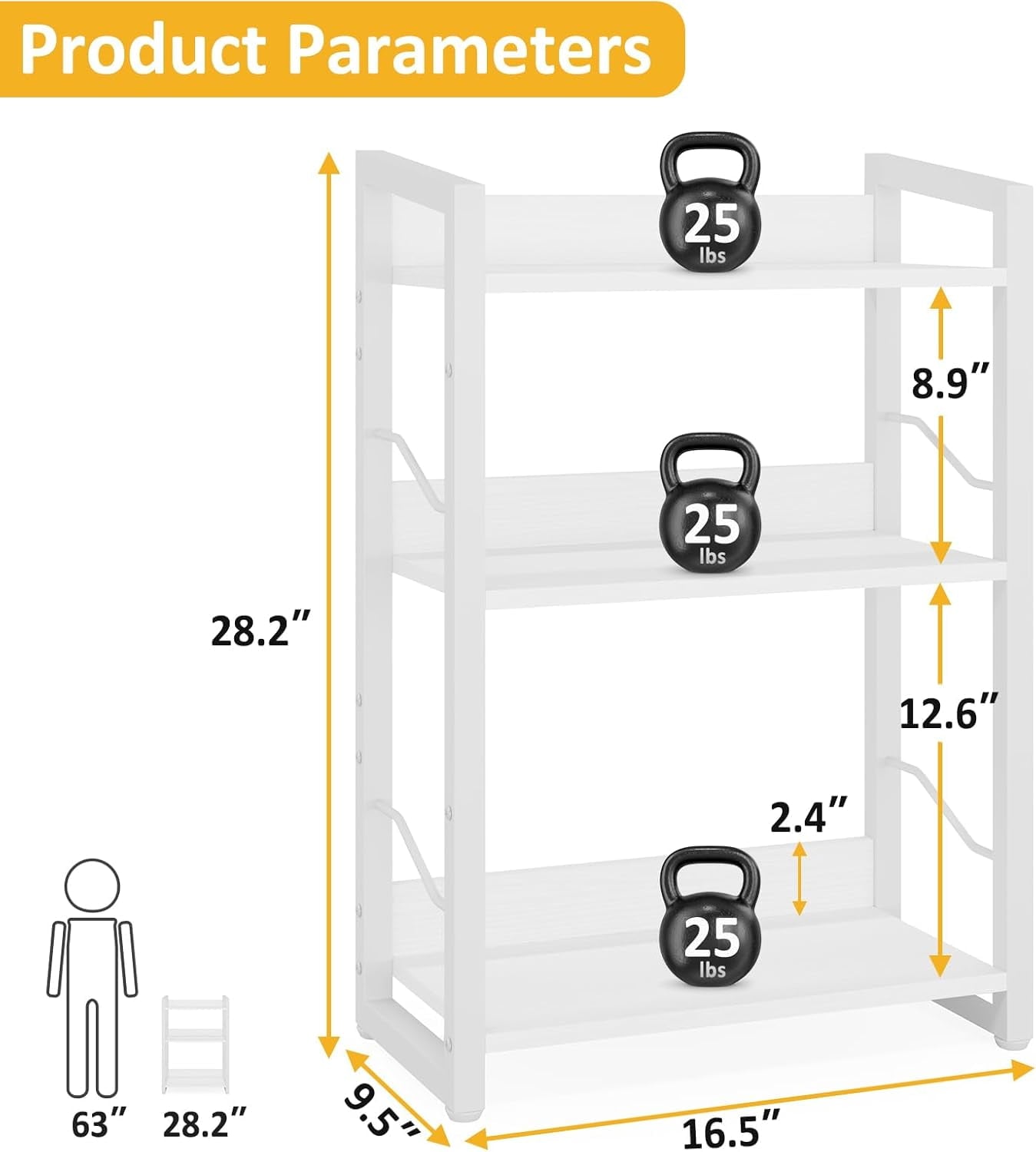 Book Shelf Small Bookshelf: 3-Tier Wood Bookcase Industrial Bookshelf with Edge Protection Metal Narrow Bookcase Storage Organizer Display Rack for Bedroom Home Office (Rustic Brown)