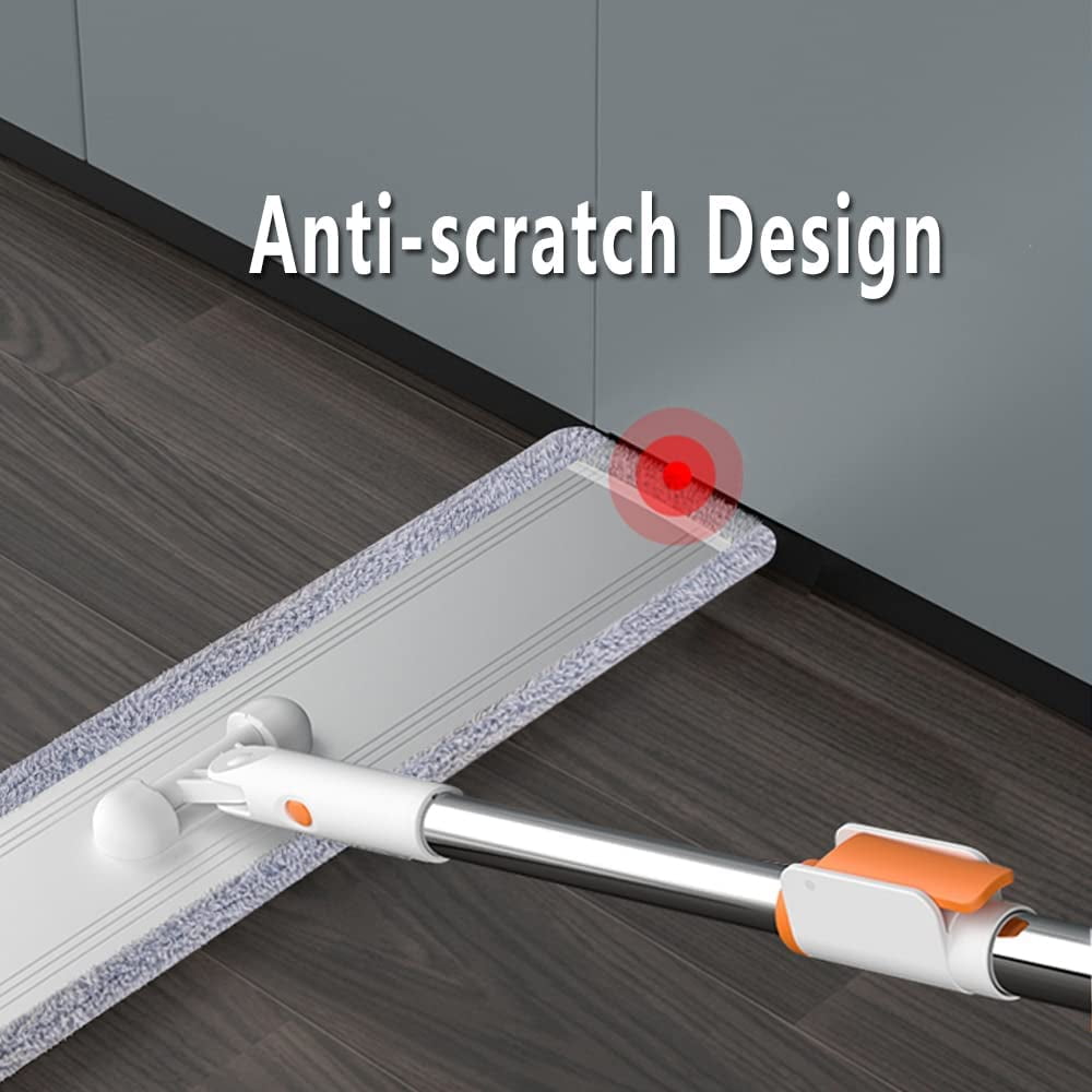 24in Flat Mop for Cleaning Floors, Heavy-Duty Microfiber Wet Mop with Easy Wringing &amp; Deep Cleaning, Includes 4 Reusable Mop Cloths and Adjustable Long Handle