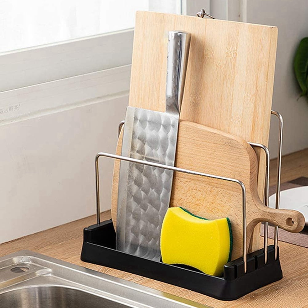 Cutting Boards Holder, Organizer Pantry Rack Bakeware Holder Chopping Board Organizer Kitchen Countertop Storage White